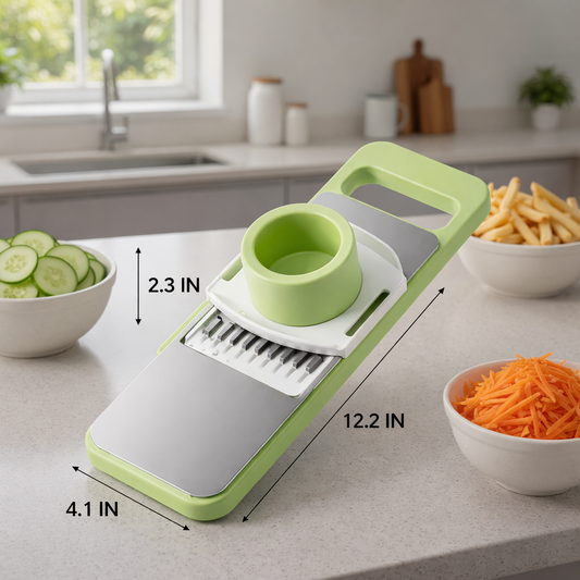 5-in-1 Vegetable & Fruit Slicer – Sharp Stainless Steel Mandoline with Safety Guard